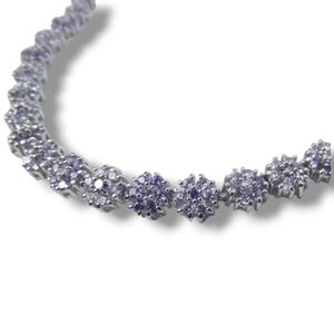 Sterling Silver Flower Link Bracelet size 7.25"